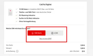 Vodafone Callya Prepaid mit eSIM